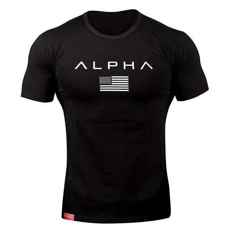 Sports Fitness Fashion Letter Printing Men's Short Sleeve T-shirt