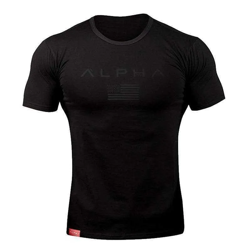 Sports Fitness Fashion Letter Printing Men's Short Sleeve T-shirt