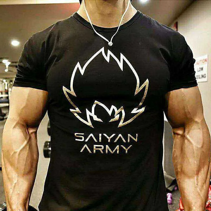 Sports Fitness Fashion Letter Printing Men's Short Sleeve T-shirt
