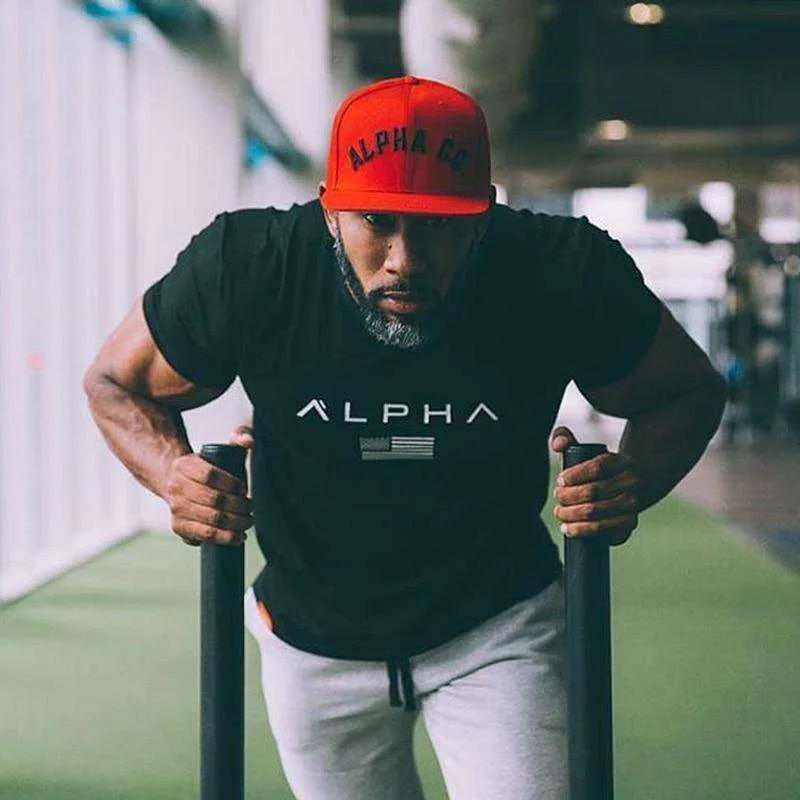 Sports Fitness Fashion Letter Printing Men's Short Sleeve T-shirt