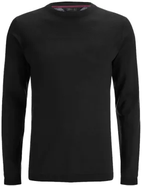 Stelios Knitted Jumper with Textured Yoke in Black - Dissident