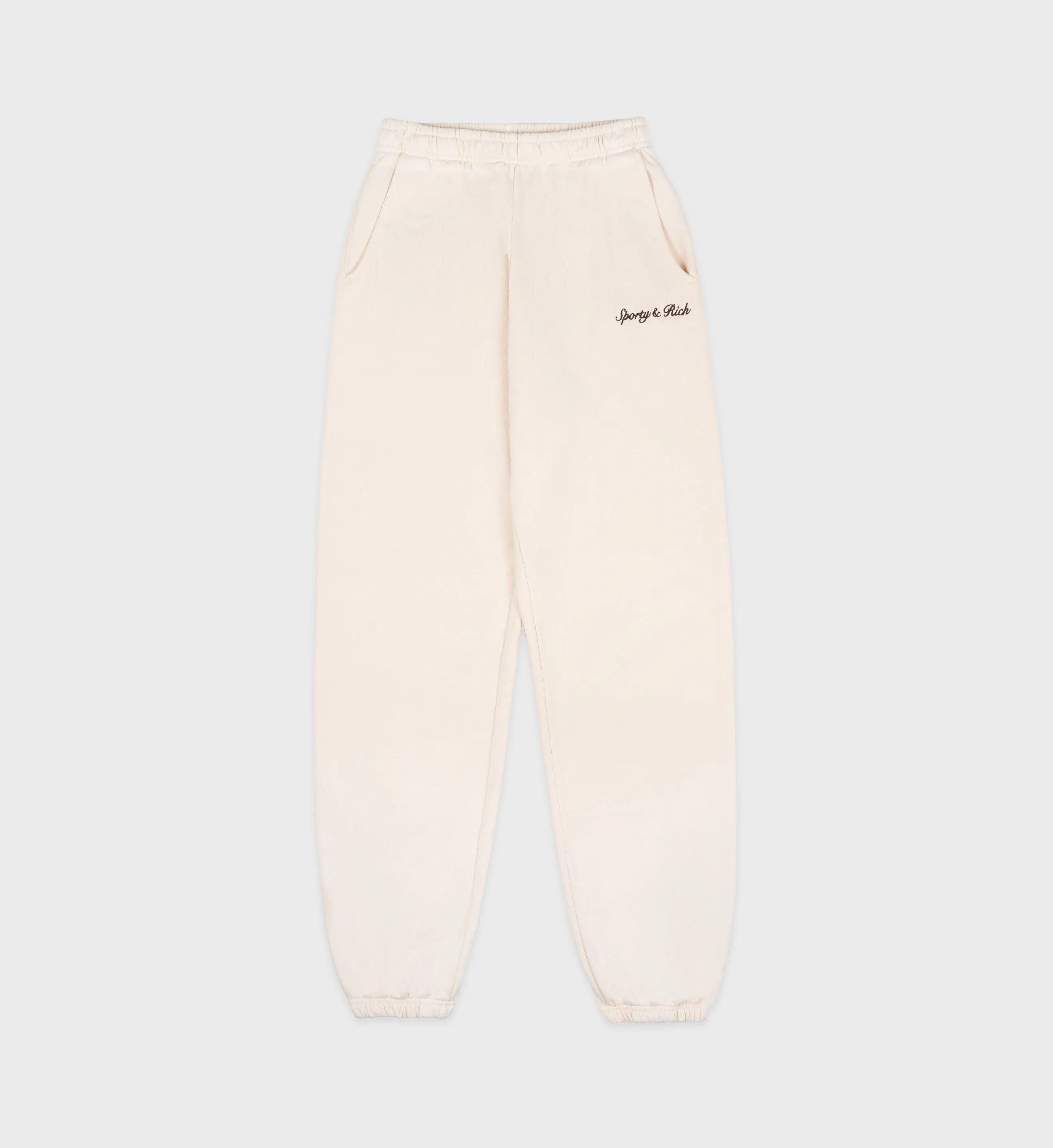 Syracuse Embroidered Sweatpant - Cream/Chocolate