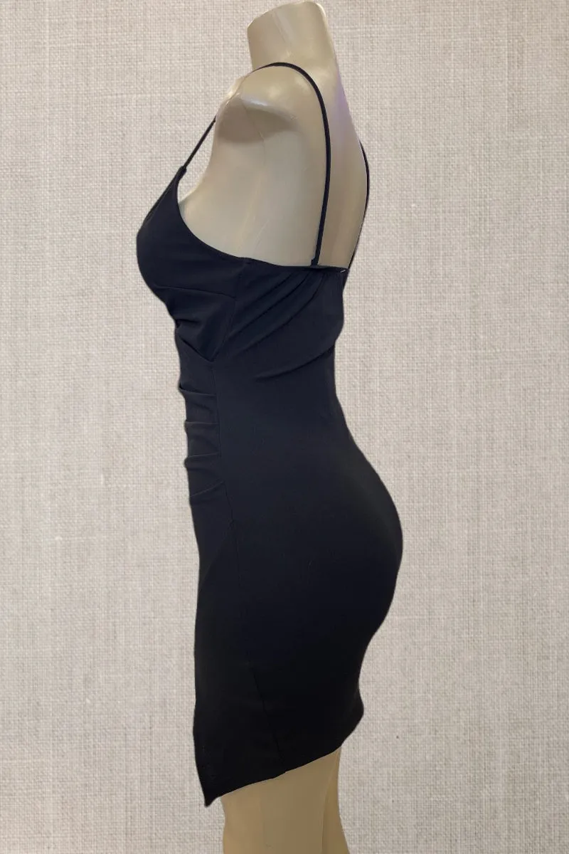 Techno Crepe Solid Mini Dress
