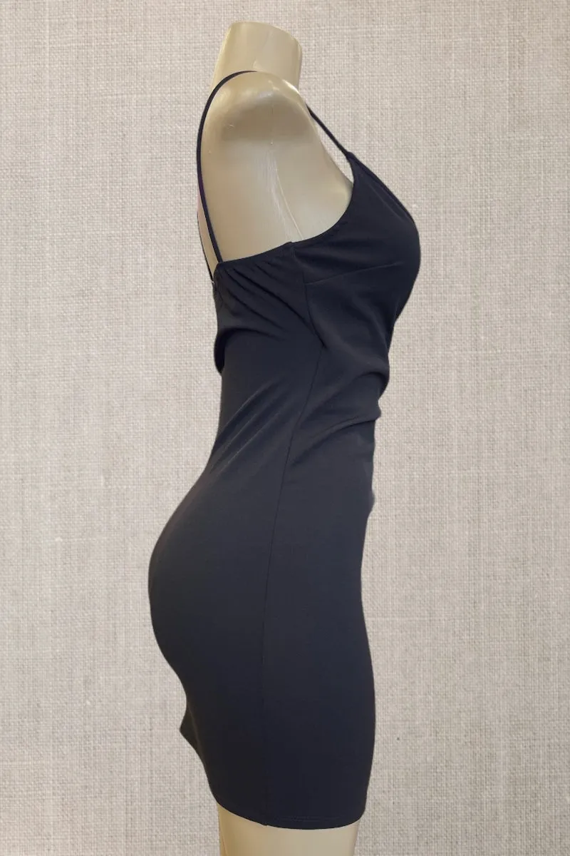 Techno Crepe Solid Mini Dress