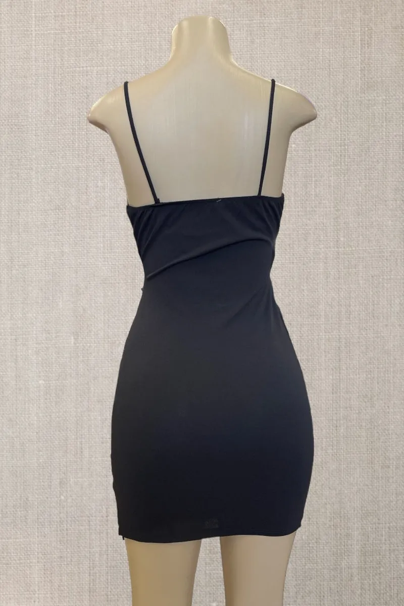 Techno Crepe Solid Mini Dress