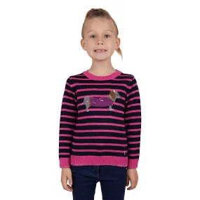 Thomas Cook Girls Sally Merino Stripe Knit Jumper Navy/Raspberry