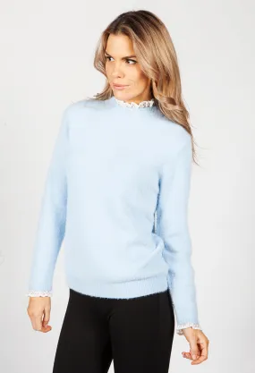 Tiffany Blue Knit Jumper with Lace Details