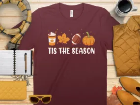 Tis the Season Football & Coffee Shirt, Tank, Sweatshirt and Matching Family Shirts. Perfect Fall or Thanksgiving Gift
