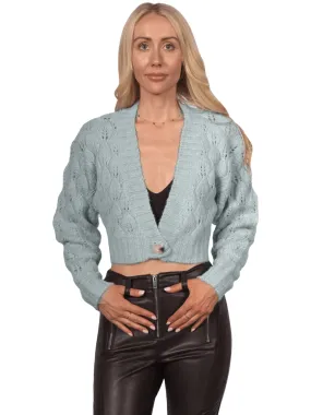 Topshop Women's Stretchy Crop Cardi - Blue