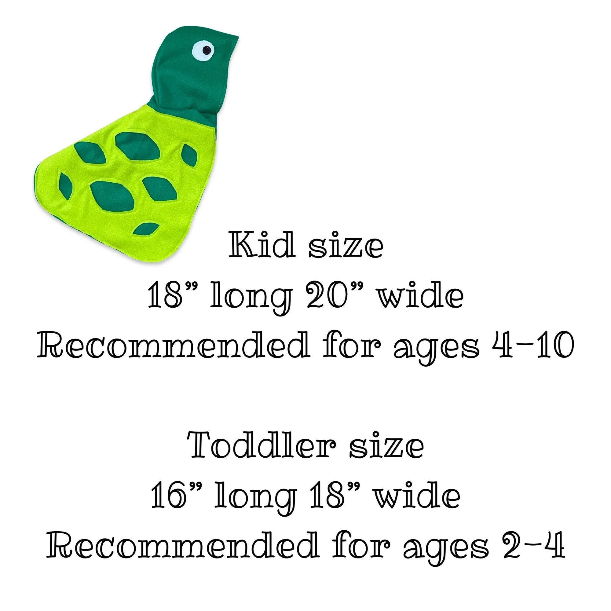 Turtle Cape with Hood, Kids Halloween Costume