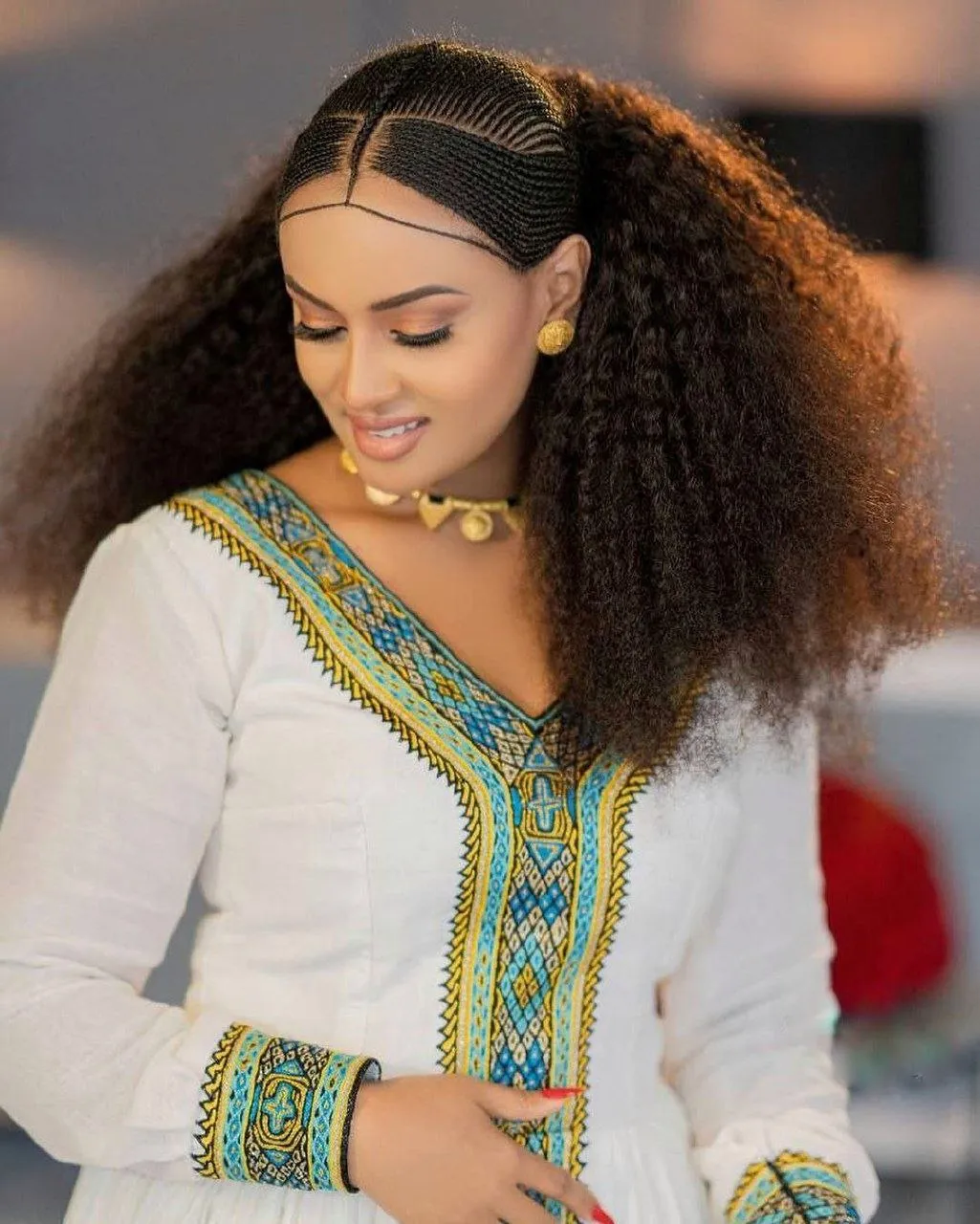 Vibrant Habesha Dress with Wide Handwoven Embellishment: for Cultural Festivals or Occasions Traditional Ethiopian Dress