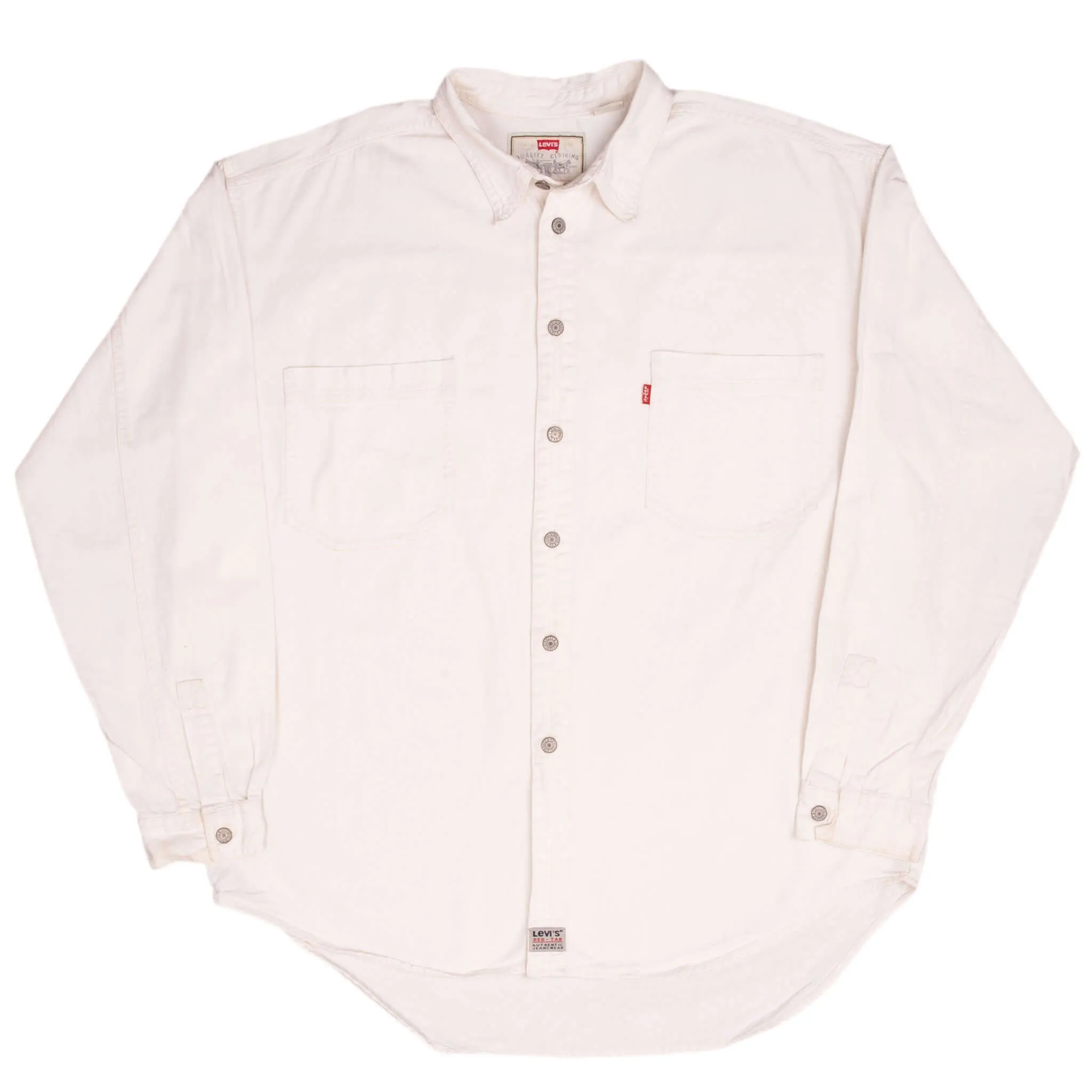 VINTAGE LEVIS RED TAB DENIM WHITE POCKET SHIRT 1990S SIZE XL