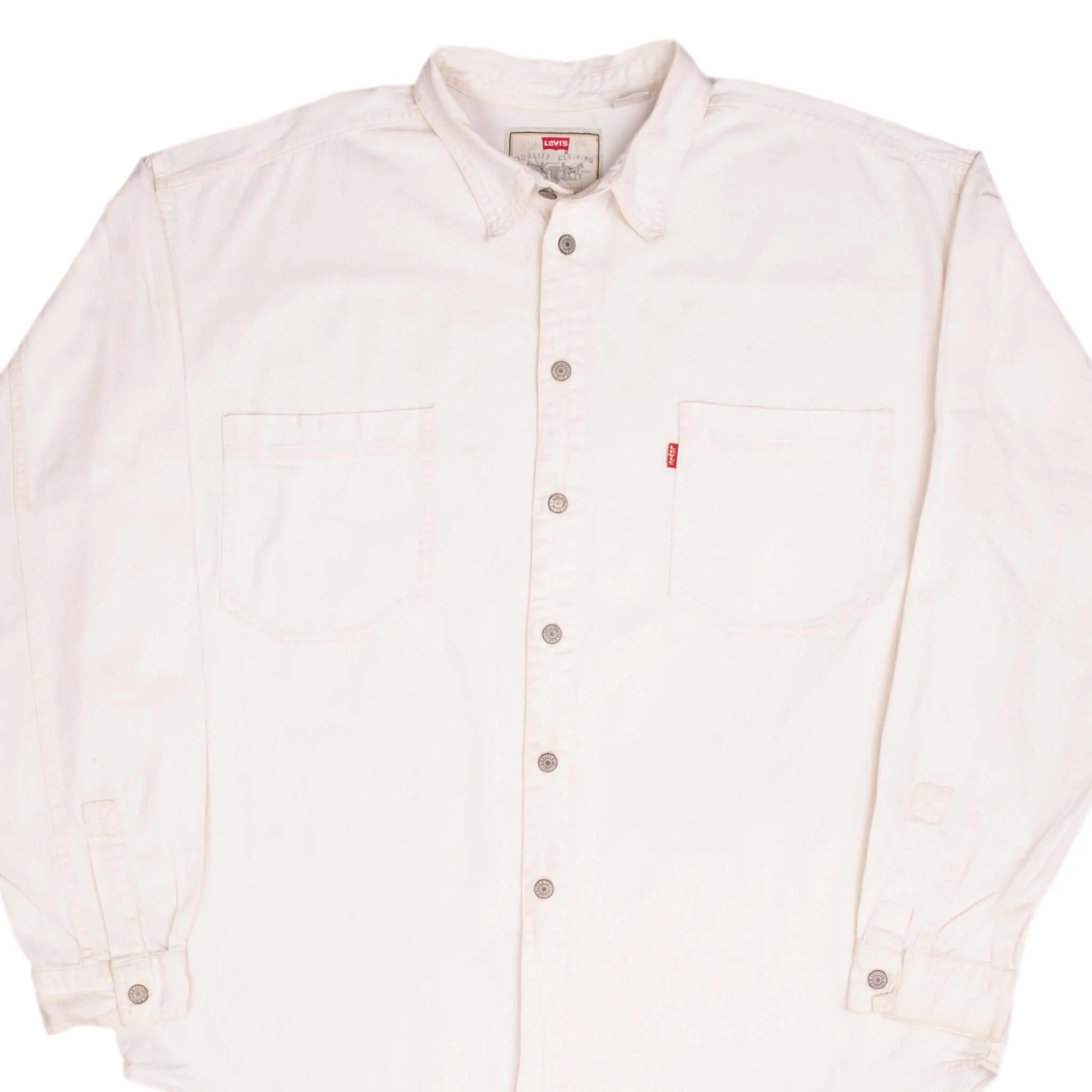 VINTAGE LEVIS RED TAB DENIM WHITE POCKET SHIRT 1990S SIZE XL