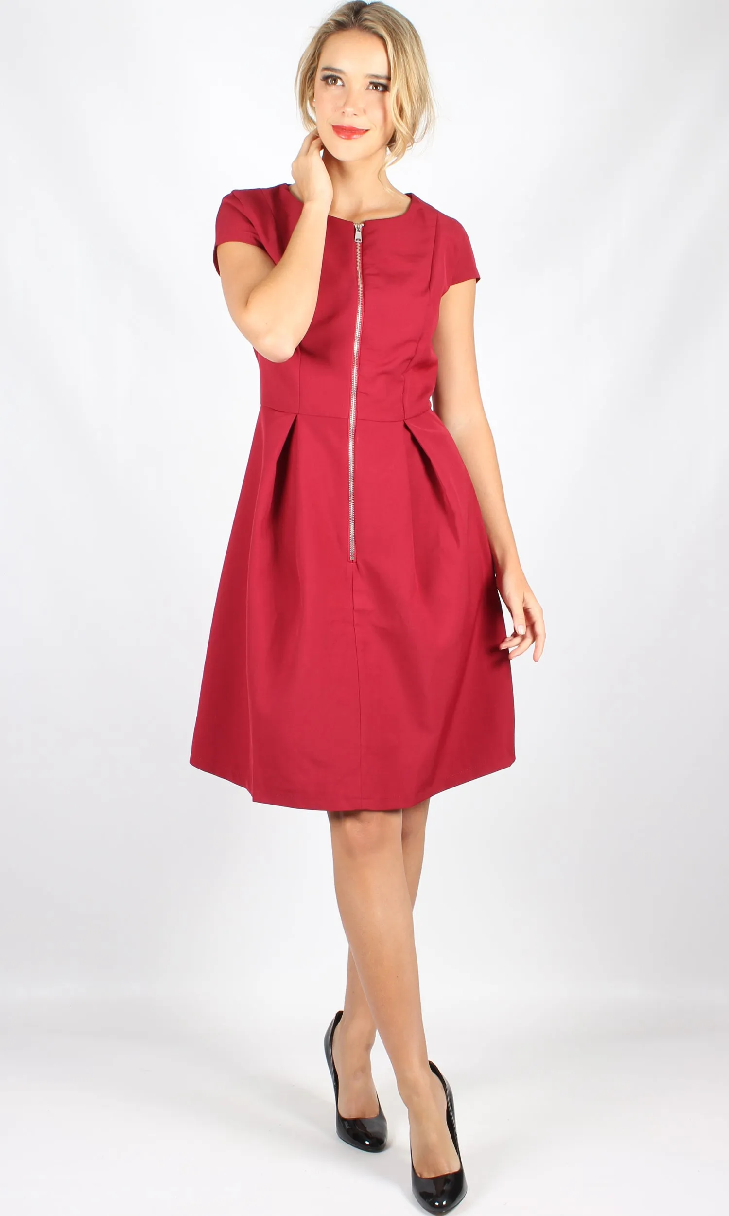VS7066-3TB Front Zipper A-Line Dress (Pack)