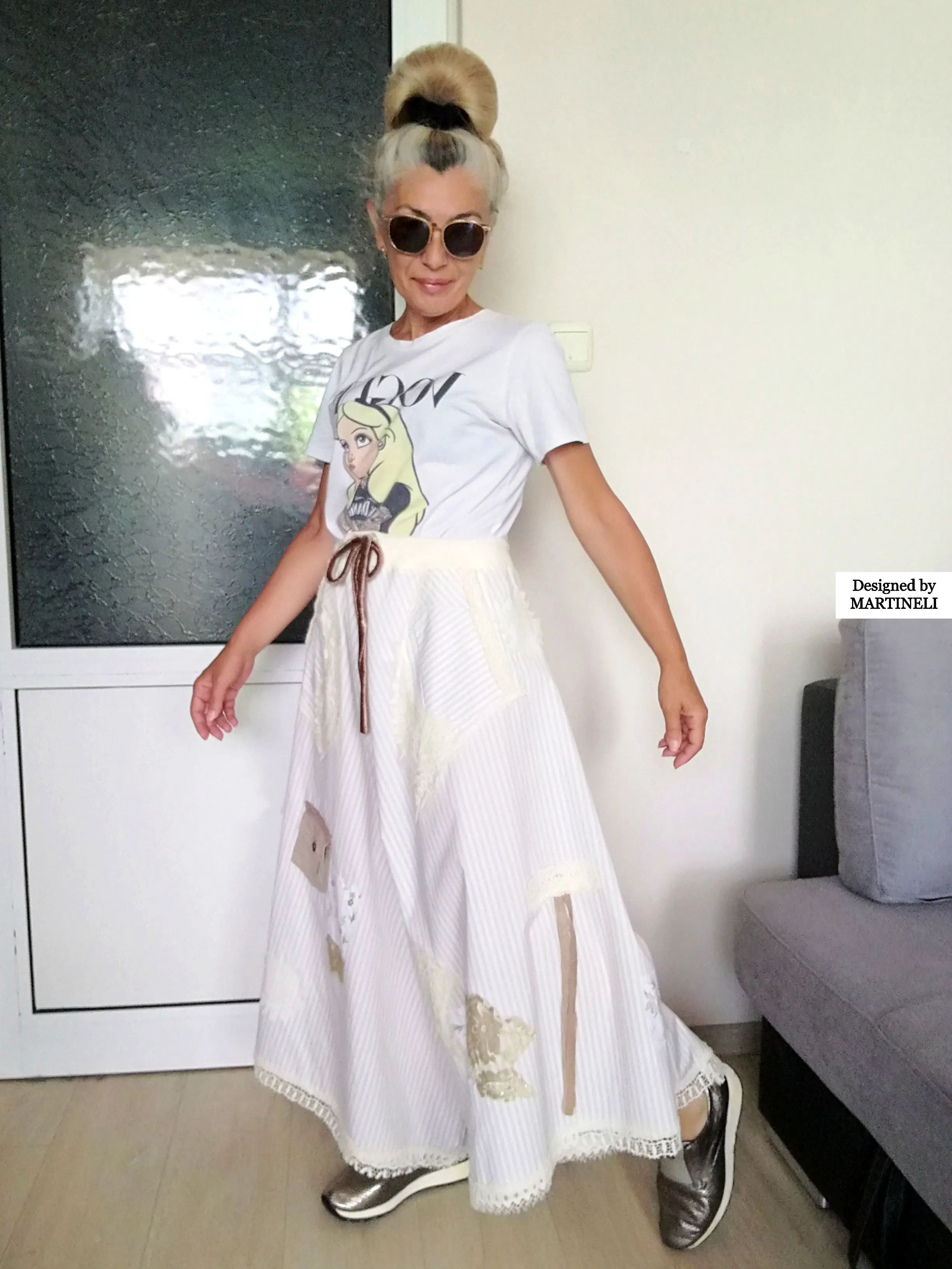 White Drop Crotch Pants For Women M/XL Boho Harem Pants
