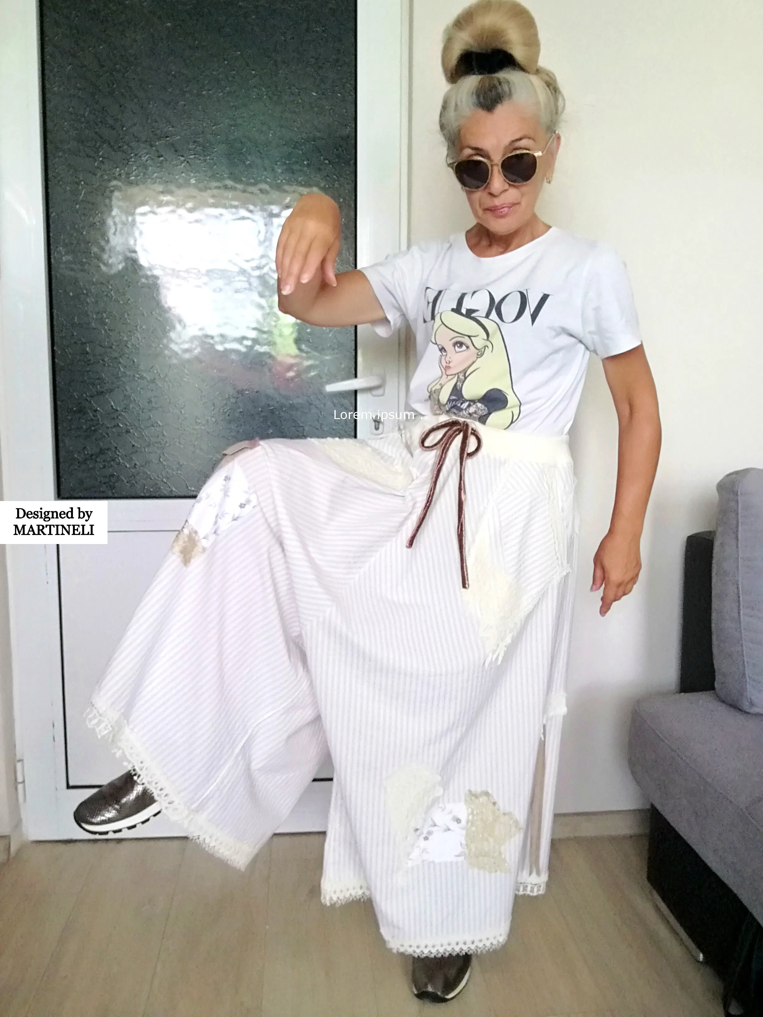 White Drop Crotch Pants For Women M/XL Boho Harem Pants