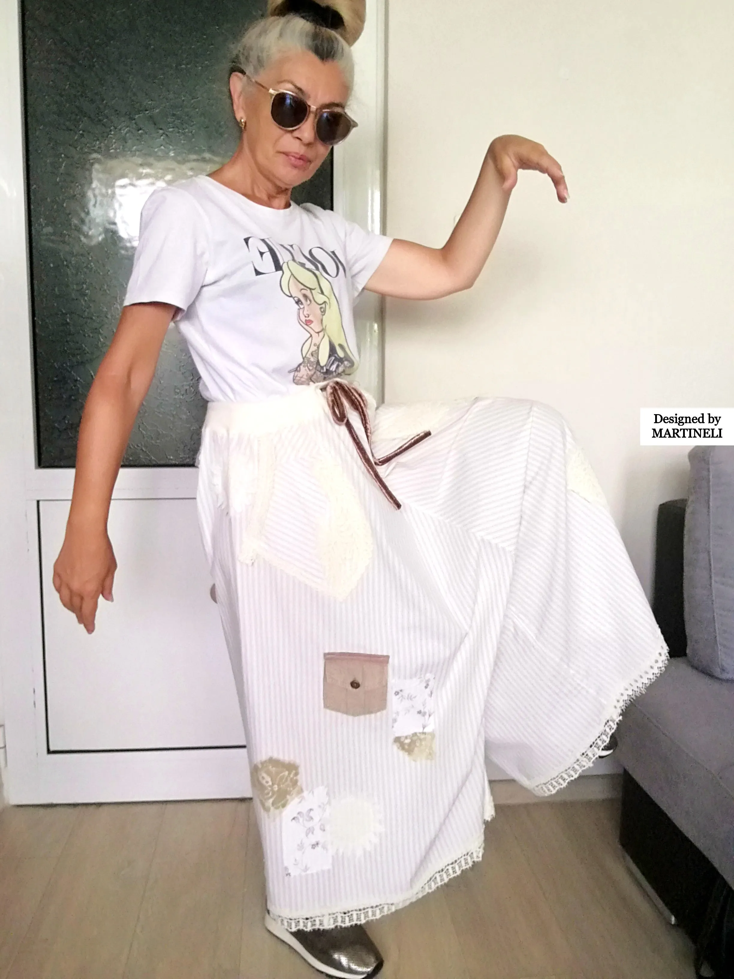 White Drop Crotch Pants For Women M/XL Boho Harem Pants