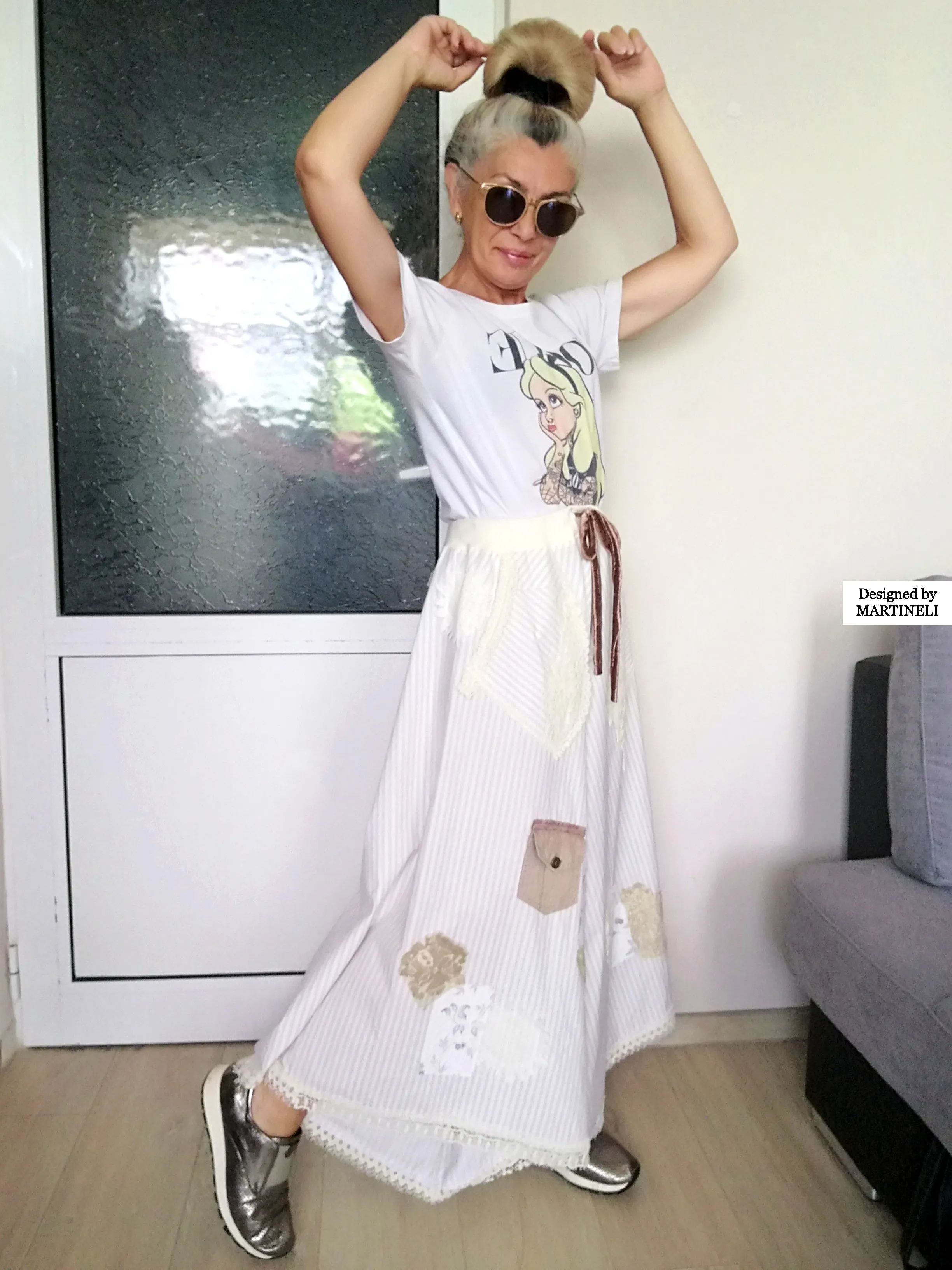 White Drop Crotch Pants For Women M/XL Boho Harem Pants