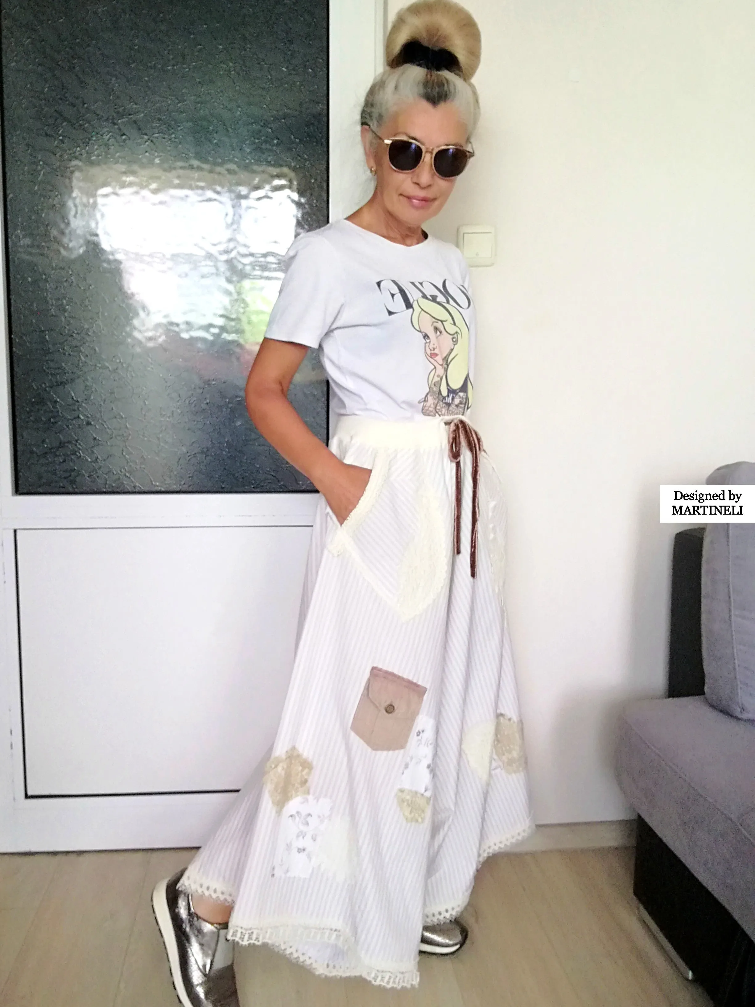 White Drop Crotch Pants For Women M/XL Boho Harem Pants