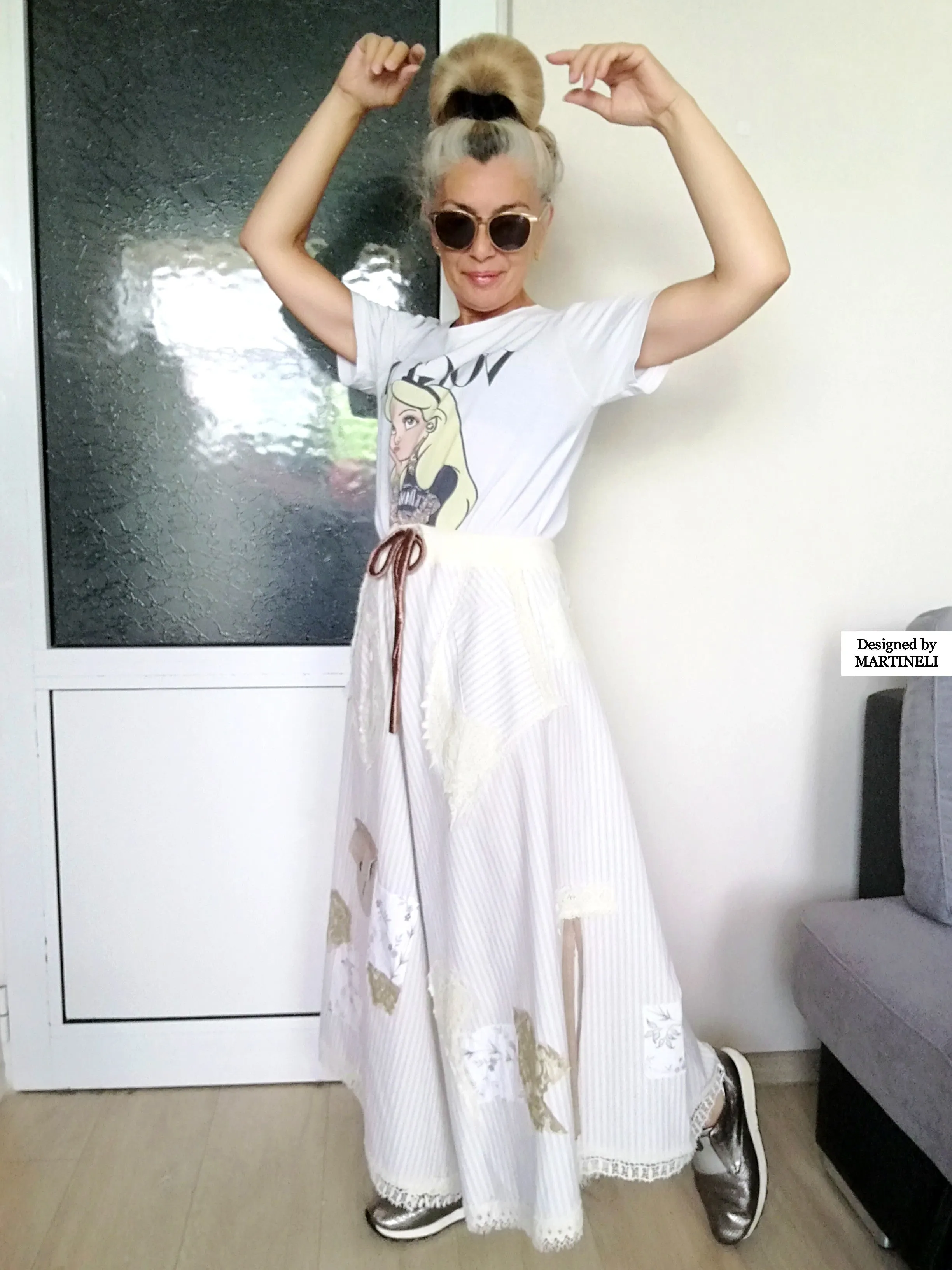 White Drop Crotch Pants For Women M/XL Boho Harem Pants