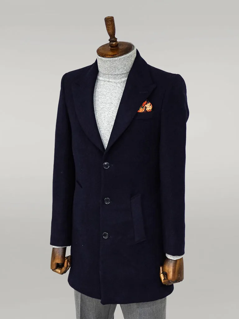 Wide Lapel Wool Black Men Coat - Wessi