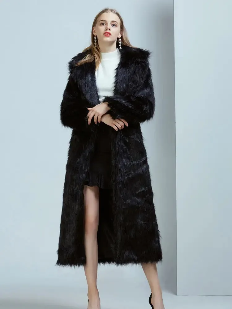 Women Long Faux fur Coat