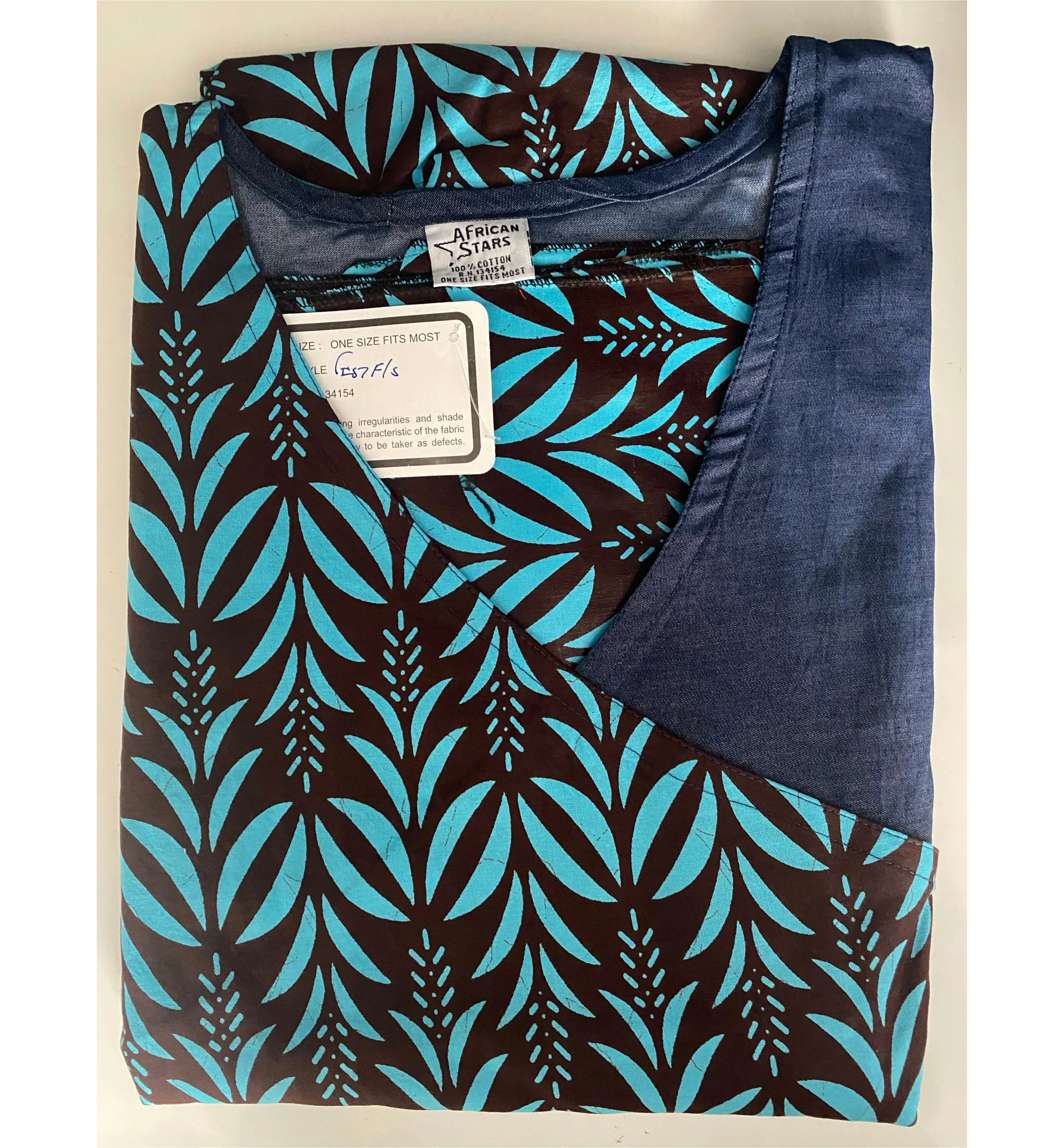 Women's African Print Short Denim Wrap Dress - FI-57 F/S