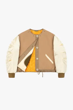 Wool Varsity Quilt Jacket - Camel & Gold / Khaki & Clementine