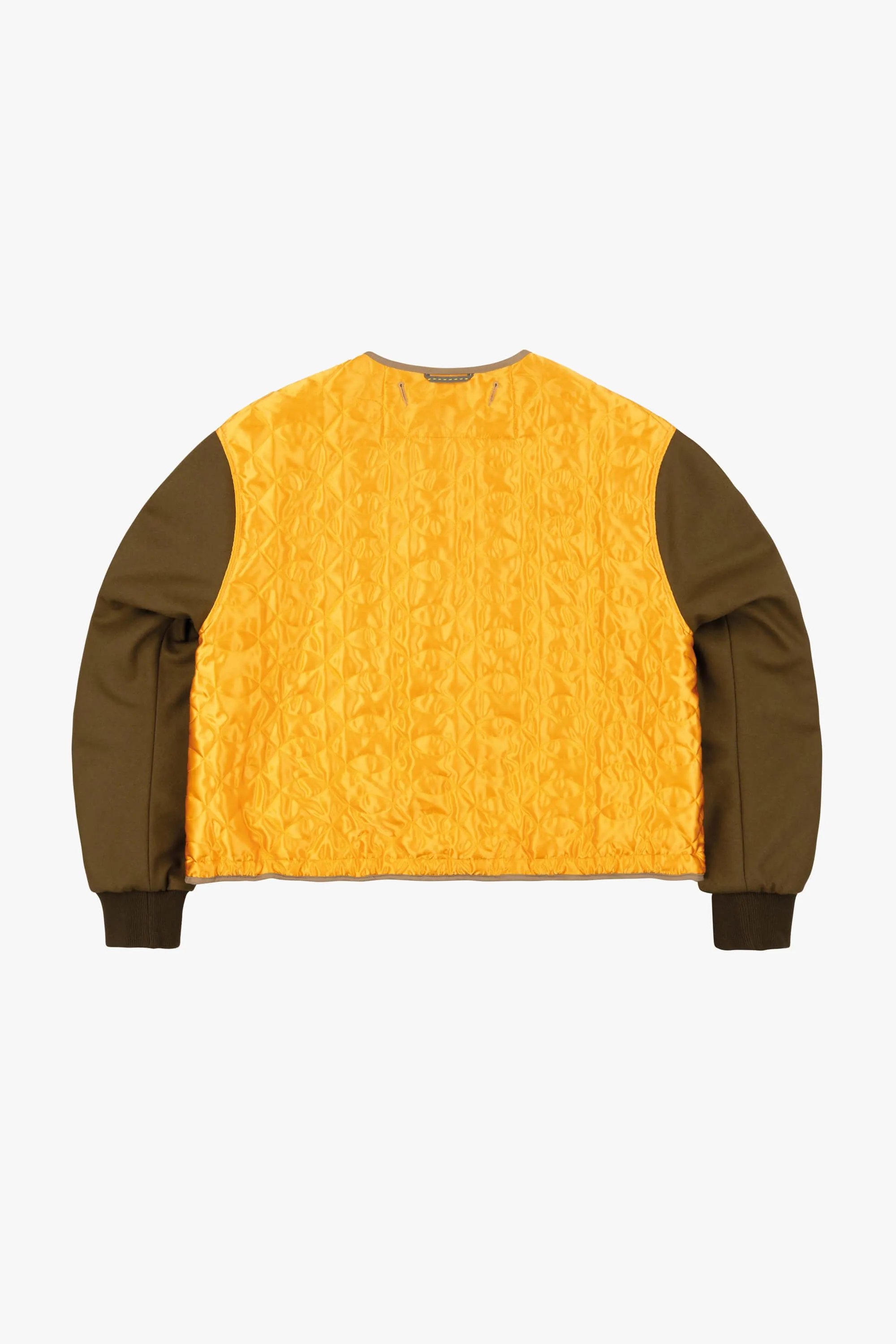 Wool Varsity Quilt Jacket - Camel & Gold / Khaki & Clementine