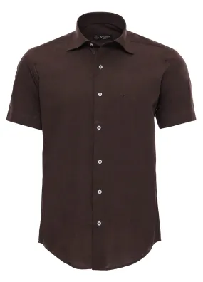 WSS Short Sleeve Cotton Brown Men Shirt  - Singen