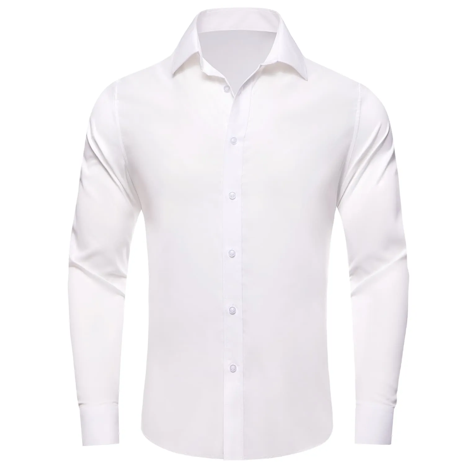 YourTies White Solid Long Sleeve Shirt with Champagne Striped Silk Tie for Men