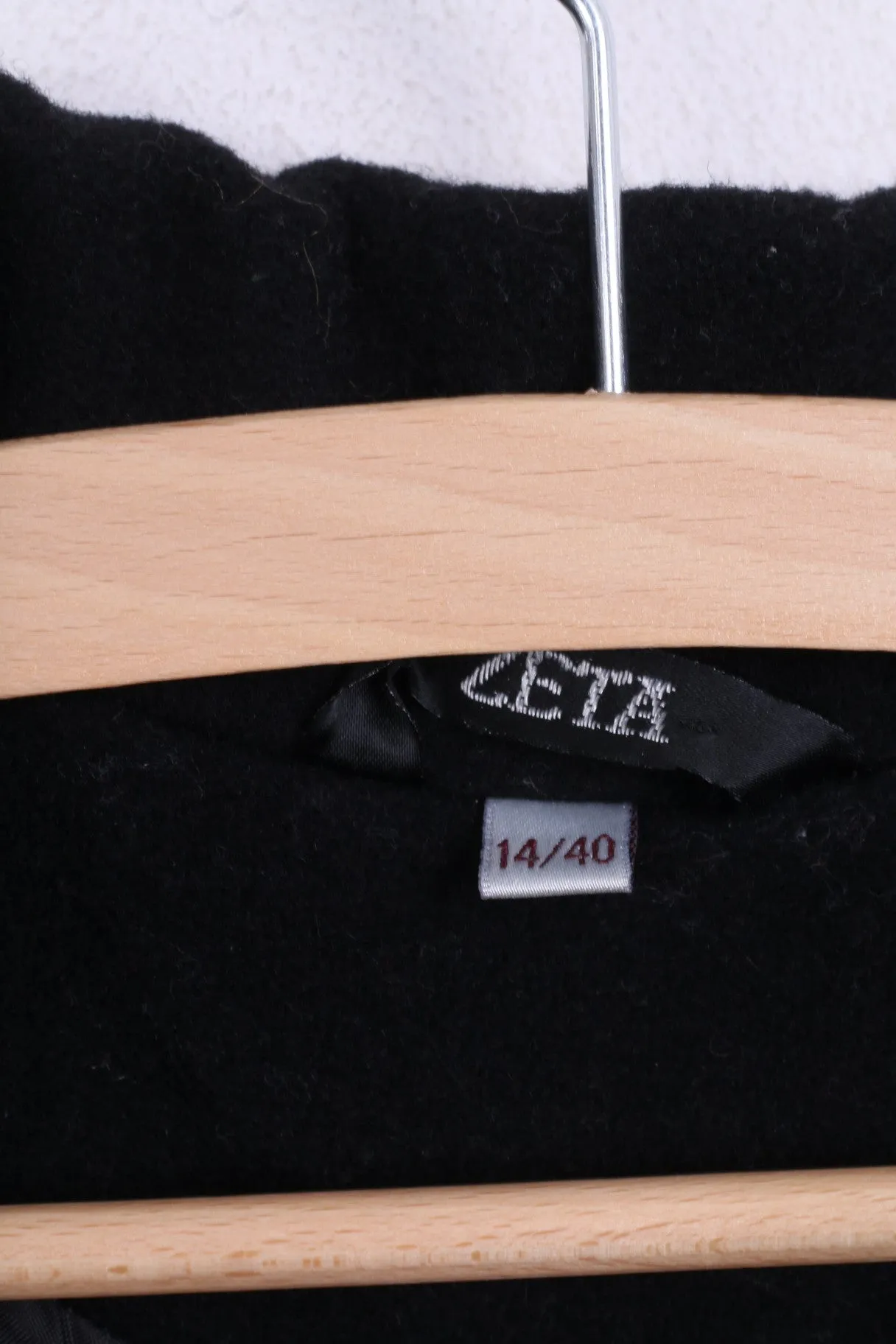 ZETA Womens 14/40 L Coat Double Breasted Wool Black